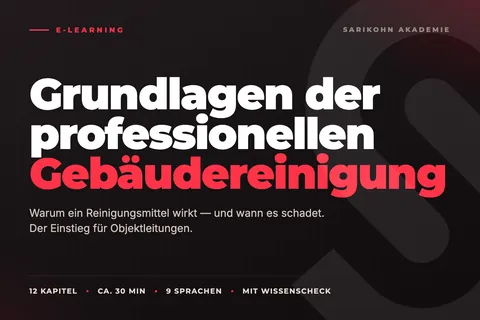 Kachel des Kurses „Grundlagen der professionellen Gebäudereinigung“