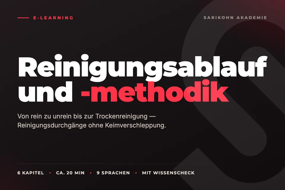 Kachel des Kurses „Reinigungsablauf und -methodik“